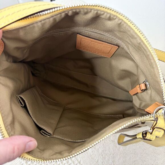 Coach Signature Stripe Shoulder Bag F13674 Khaki Yellow Hobo - Picture 11 of 11